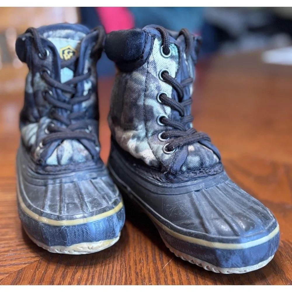 Game‎ Winner Kids Camo Duck Boots Thermolite Insulated Waterproof Size 10